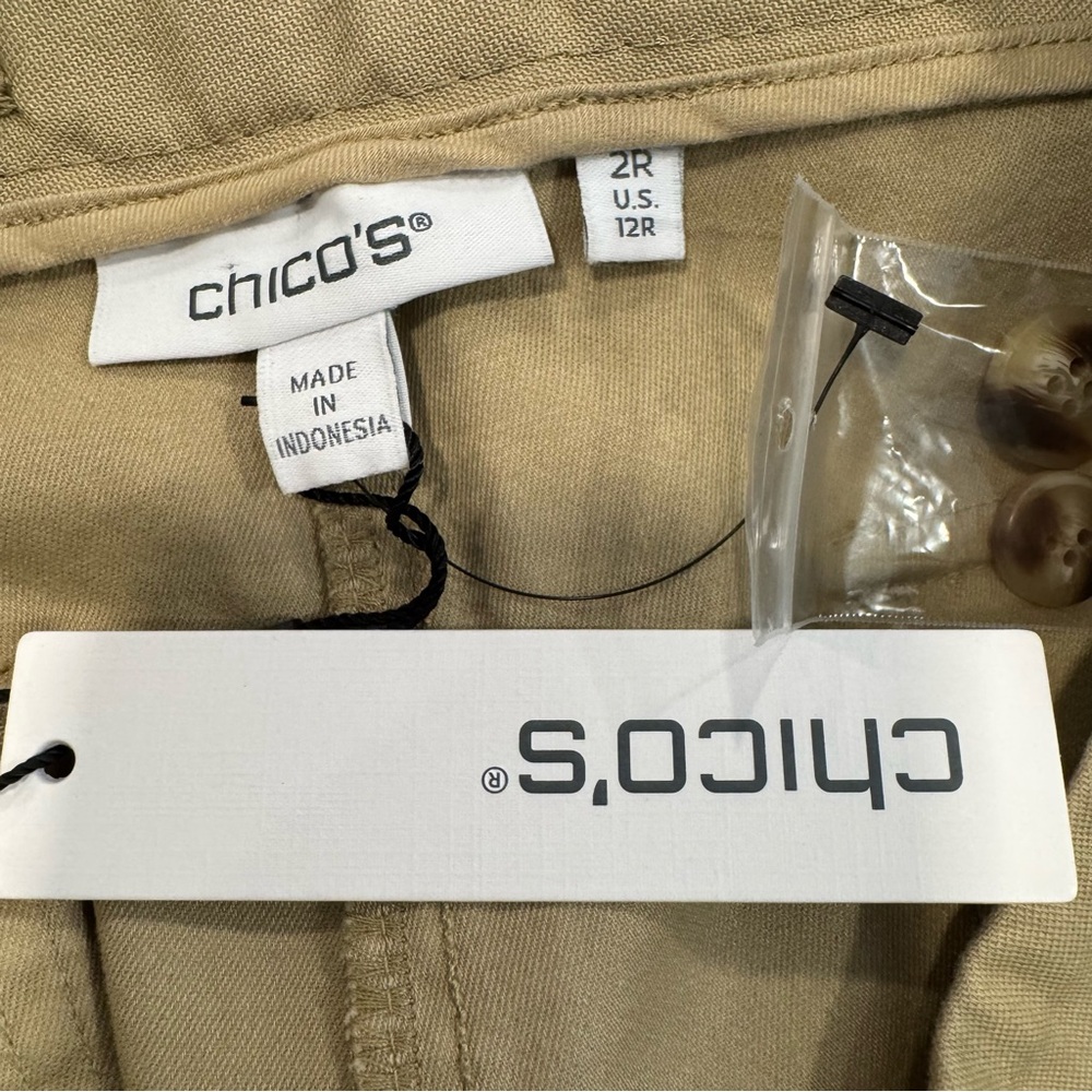 NWT Chico's Size 2R Fly Front Wide Leg Pant Fashion Wild Truffle Chino Khaki - Picture 8 of 16